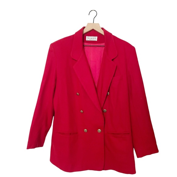 Vintage Jackets & Blazers - Vintage Dumas Red Gold Wool Blazer Jacket Size Large
